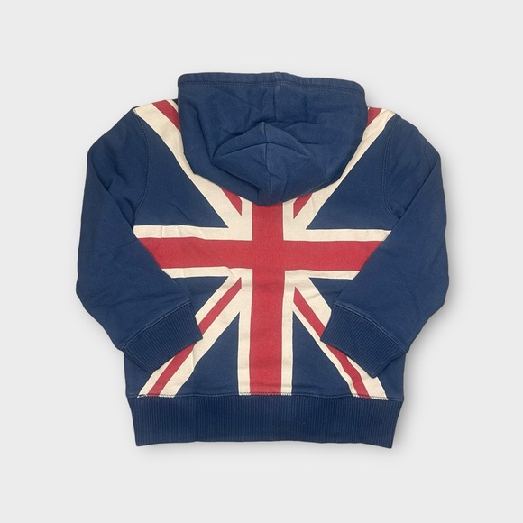 Mini Boden British Union Flag Blue Hooded Sweatshirt - Picture 1 of 5